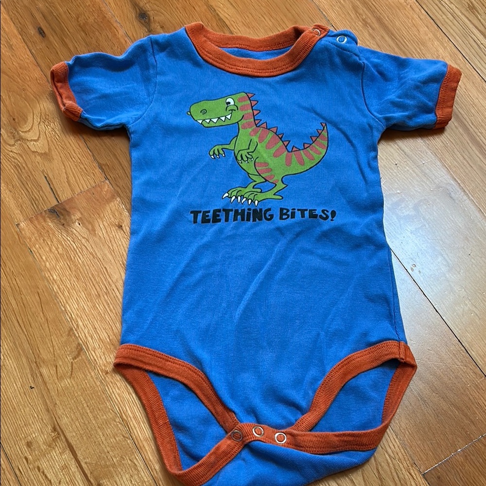 Blue and Orange Dinosaur Baby Onesie